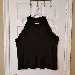 Banana Republic Women's Silky Halter Ruffled Top ~ Size L ~ Black ~ EUC ~